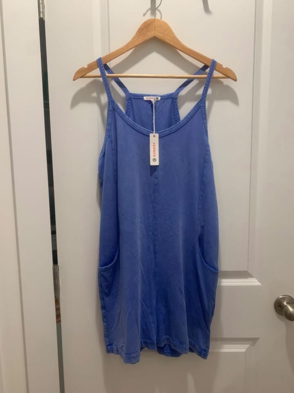 Anthropologie Sundry Blue Hot Shot Romper with Pockets NWT Beach Pool Lake